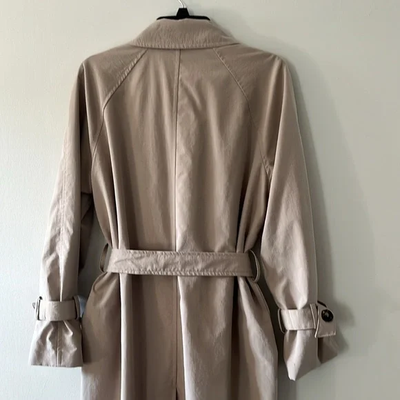 H&M Double Breasted Trench Coat Oversized Sz Small Beige Color - Picture 5 of 16